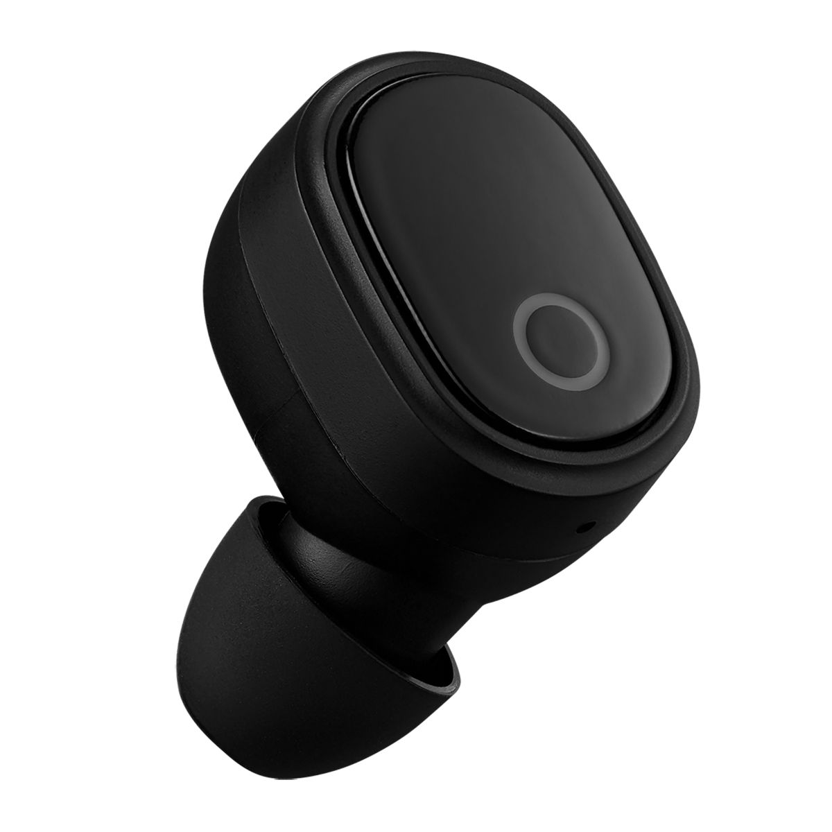 small black wireless earbuds