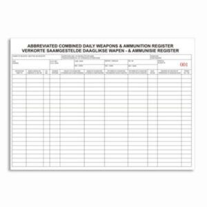 Abbreviated Combined Daily Weapons & Ammunition Register (Numbered)