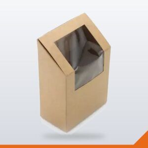Wrap Box Half with Window PLA – Kraft 130mm – 100/Pack