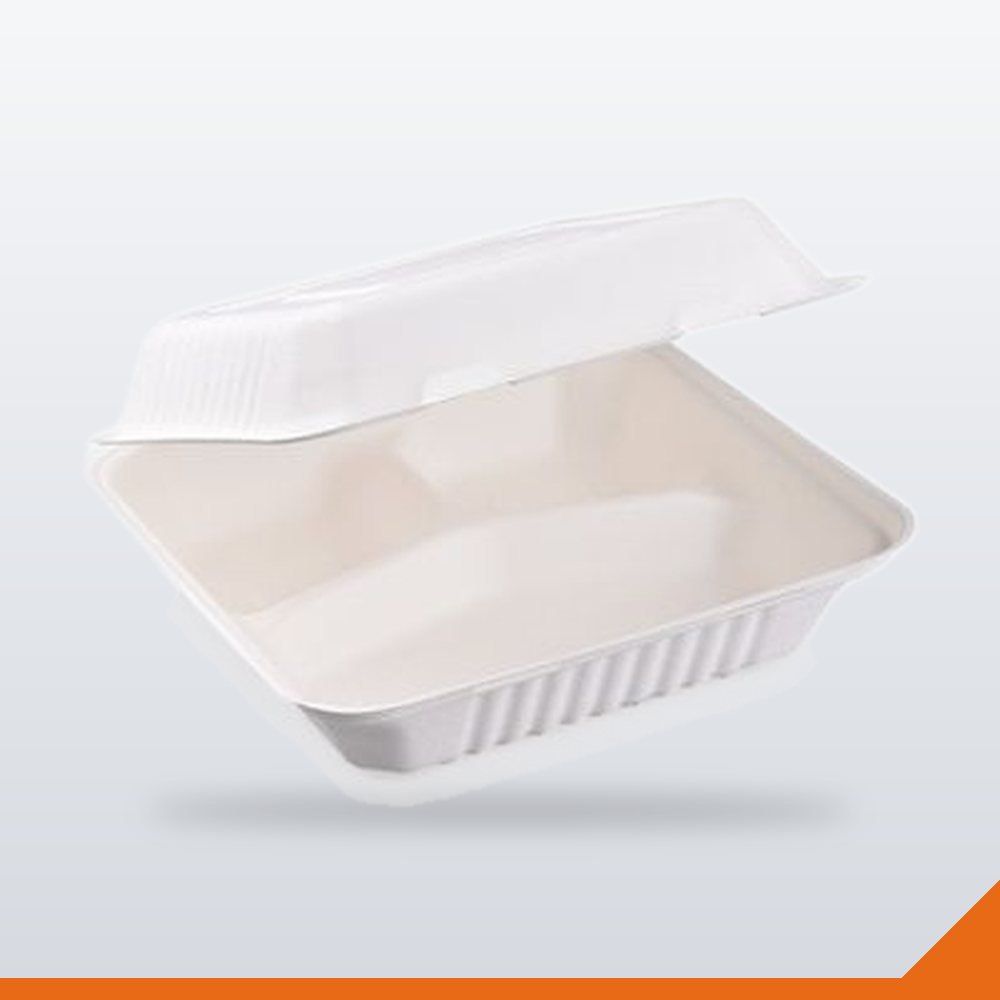 ECO-077-WHT-1L Lunch Box Bagasse 3 Compartment – White 1L – 200/Carton